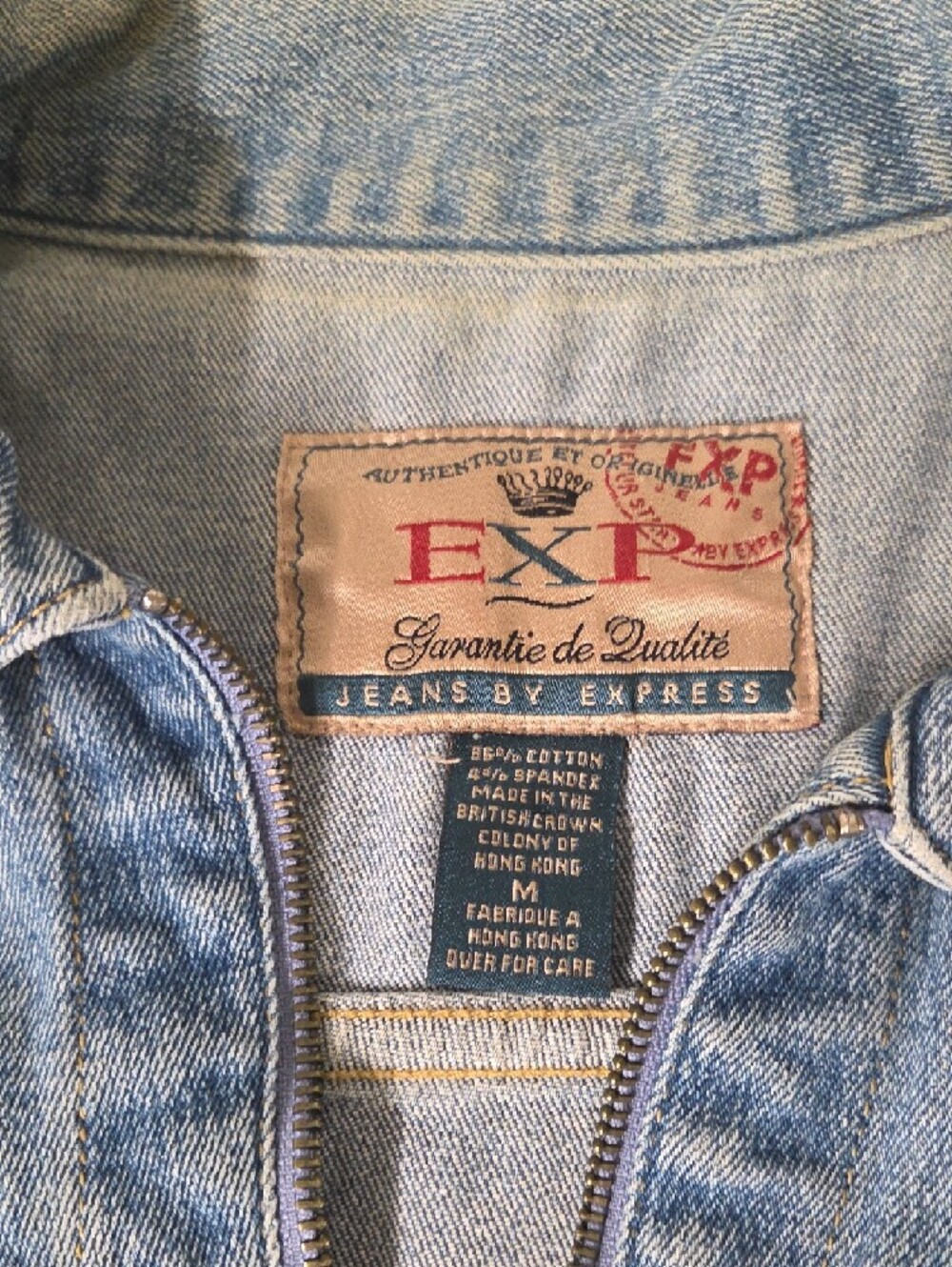 Express Light Wash Denim Vest with Chest Zip Vintage 90s - Picture 6 of 7